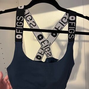 Figs Dark Blue Bra with Logo Straps